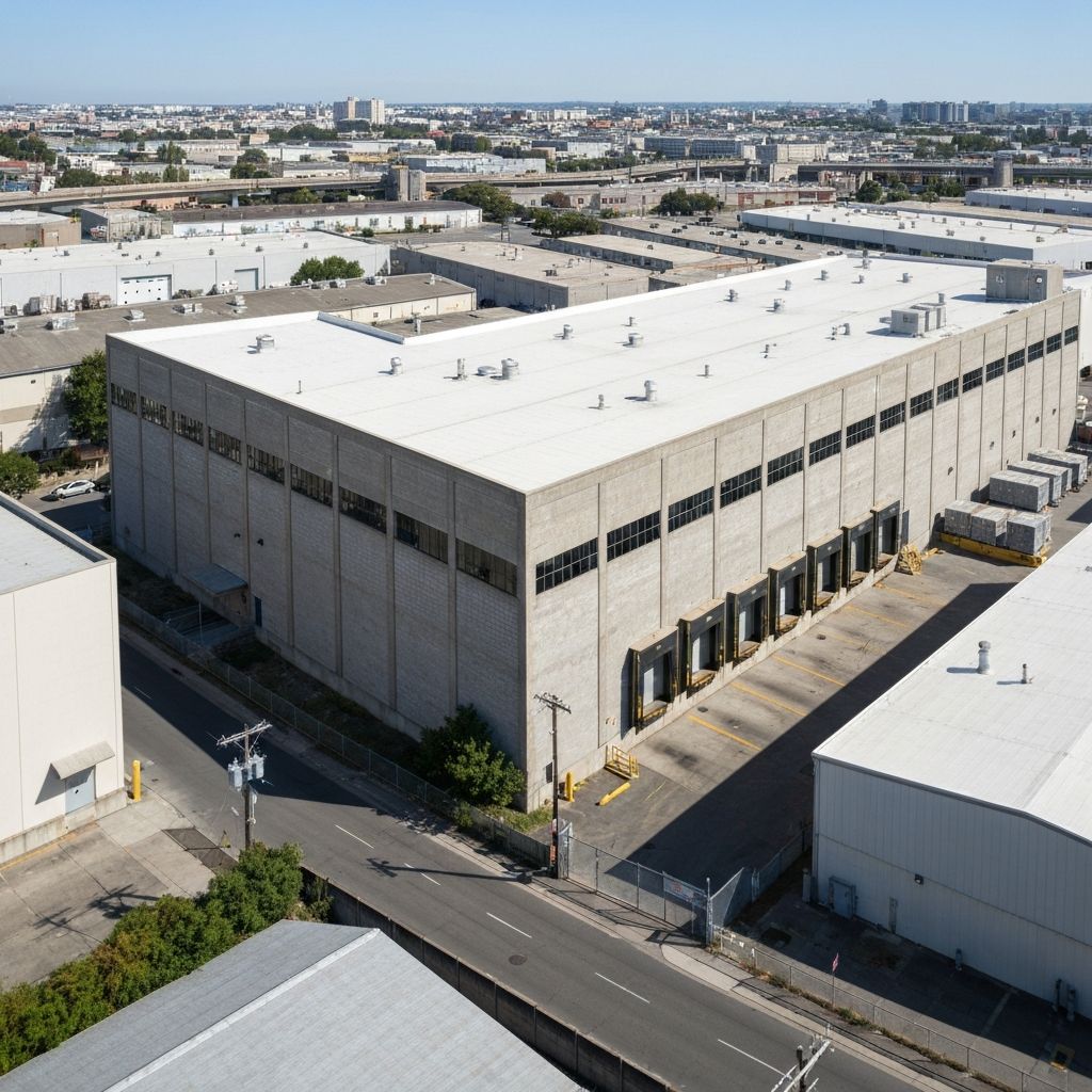 Galpão comercial de armazenamento em área urbana